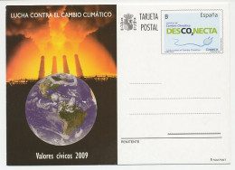 Postal Stationery Spain 2009 Combating Climate Change - Protección Del Medio Ambiente Y Del Clima