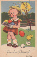 PASCUA POLLO HUEVO NIÑOS Vintage Tarjeta Postal CPA #PKE310.ES - Easter