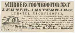 Advertentie 1870 Schroefstoombootdienst Lemmer - Amsterdam - Storia Postale