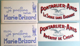 4 Buvards : 2 Pontarlier Anis Et 2 Marie Brizard - Schnaps & Bier