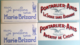 4 Buvards : 2 Pontarlier Anis Et 2 Marie Brizard - Liquore & Birra