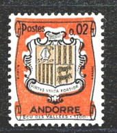 !! ANDORRA  ANDORRE 1964  Variété ECU DES VALLEES En Réserve Blanche Couleur De Fond Très Décalée Sur Le 0,02F  ** LUXE - Other & Unclassified