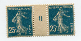 FRANCE N°140 ** TYPE SEMEUSE FOND PLEIN EN PAIRE AVEC MILLESIME 0 ( 1920 ) PAPIER GC - Millésime