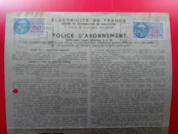 FISCAUX 20 ET 50 F SUR POLICE D'ABONNEMENT ELECTRICITE DE FRANCE 1951 - Briefe U. Dokumente