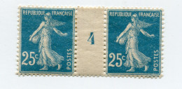 FRANCE N°140h * TYPE SEMEUSE FOND PLEIN EN PAIRE AVEC MILLESIME 4 ( 1924 ) - Millesimi