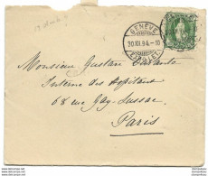 25 - 20 - Enveloppe Envoyée De Genève à Paris 1894 - Cartas & Documentos