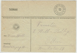 Schweiz, Brief Feldpost Sanitätszug 13 - Olten, Courrier Militaire / Field Post - Documents