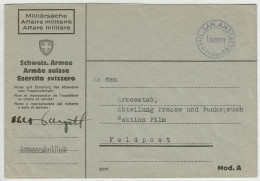 Schweiz, Brief Feldpost Mil.San.Anstalt Luzern, Courrier Militaire / Field Post, Armeezahnklinik - Dokumente