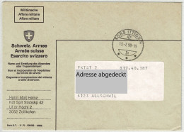 Schweiz 1990, Brief Militärsache Ittigen - Allschwil, Portofrei - Lettres & Documents