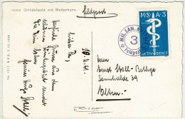 Schweiz 1941, Ansichtskarte Grindelwald Feldpost Mil.San.Anstalt 3 - Olten, Courrier Militaire / Field Post - Documents