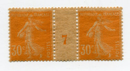 FRANCE N°141 * TYPE SEMEUSE FOND PLEIN EN PAIRE AVEC MILLESIME 7 ( 1917 ) PAPIER GC - Millesimi