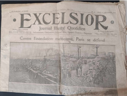 Journal - L'excelsior - Journal Illustré Quotidien - 17 Novembre 1910 - Contre L'inondation Menaçante Paris Se Defend - Other & Unclassified