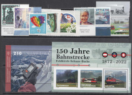 2022 Switzerland July To September Issues Collection Of 8 Stamps + 2 Sheets  MNH @ BELOW FACE VALUE - Nuovi