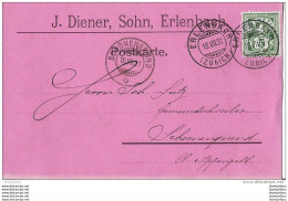 75 - 60 - Carte Avec Superbes Cachets à Date D'Erlenbach Et Schönenegrund 1901 - Storia Postale