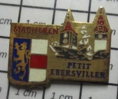 1618A Pin's Pins / Beau Et Rare : VILLES / MACHEREN PETIT EBERSVILLER BLASON - Cities