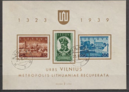 1939 - LITUANIE - BLOC YVERT N° 2 ** MNH OBLITERATION N.VILNIA - COTE = 25 EUR. - Lituanie