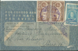 VENEZUELA LETTRE PAR AVION 117,50c  VALENCIA POUR PARIS DE 1930 LETTRE COVER - Venezuela