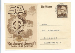 Y25380/ SA Reichswettkämpfe Berlin 1938 Ganzsache Drittes Reich - Guerre 1939-45