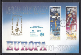 Ile De Man 1991 - FDC Special - EUROPA CEPT - Europe Spatiale - Tirage Limite A 60 Ex.numerotes - 1991