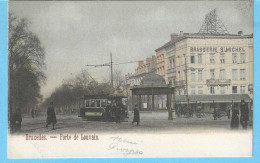 Bruxelles-+/-1900-Porte De Louvain-Kiosque-Tram-tramway-Strassenbahn-Brasserie Saint-Michel-Animée-Colorisée - Plazas