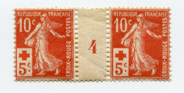 FRANCE N°147 ** TYPE SEMEUSE CROIX-ROUGE EN PAIRE AVEC MILLESIME 4 ( 1914 ) - Millesimi