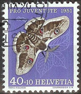 Schweiz Suisse Pro Juventute 1951: Saturnia Pyri Zu WI 142 Mi 565 Yv 516 Mit Stempel ROTHRIST 26.XII.51 (Zu CHF 15.00) - Used Stamps