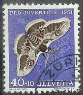 Schweiz Suisse Pro Juventute 1951: Saturnia Pyri Zu WI 142 Mi 565 Yv 516 Mit Eck-Stempel ZÜRICH ?.XII.51 (Zu CHF 15.00) - Used Stamps