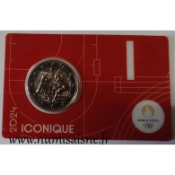 FRANCE - 2 EURO 2024 - JEUX OLYMPIQUES 2024 - HERCULE LUTTE - NOTRE DAME - COINCARD ROUGE "I" - BU - Frankrijk