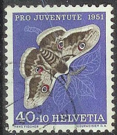 Schweiz Suisse Pro Juventute 1951: Saturnia Pyri Zu WI 142 Mi 565 Yv 516 Mit Eck-Stempel .52-8 Unlesbar (Zu CHF 15.00) - Used Stamps