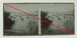Photo Sur Plaque De Verre, Cour D'eau, Inondation, Champs, Arbres, Années 1930. - Diapositivas De Vidrio