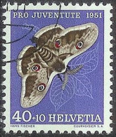 Schweiz Suisse Pro Juventute 1951: Saturnia Pyri Zu WI 142 Mi 565 Yv 516 Mit ET-Stempel CHAMBÉSY 1.XII.51 (Zu CHF 15.00) - Papillons