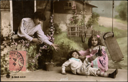 FEMME ET ENFANTS 1903 "Scène à La Ferme" En Fleurs - Scenes & Landscapes