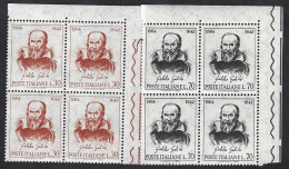 Italia 1964; Galileo Galilei (1564-1642), Fisico, Astronomo, Filosofo E Matematico. Serie Completa In Quartine Di Angolo - 1961-70: Neufs