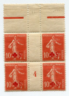 FRANCE N°146 ** TYPE SEMEUSE SURCHARGEE CROIX-ROUGE EN BLOC DE 4 AVEC MILLESIME 4 ( 1914 ) - Millésime