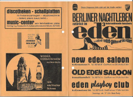 C60337/ Berlin Nachtleben Eden Playboy Club  Programm Faltblatt  Ca.1965 - Musica
