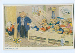 V530/ Fritz Baumgarten  Teddy  Schule  "Wo Kommst Du Her?" AK Ca.1940 - Baumgarten, F.