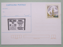 ITALIA 1982, Manifestazione Filatelica Esposizione Mondiale FIP, Milano, Cart.post.200 Lire - Exposiciones Filatélicas