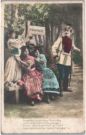 CPA. -  Trois Femmes Françaises Au Pot Frontière France Allemagne. Avec Un Militaire Germain. Années 1900 -  1910 - Women