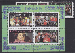 Tansania 391-394 Und Block 64 Postfrisch 60. Geb. Königin Elisabeth #GE251 - Tanzania (1964-...)