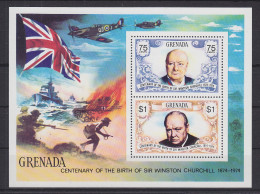 Grenada Block 37 Mit 601-602 Postfrisch 100. Geburtstag W. Churchill #GE330 - Grenada (1974-...)