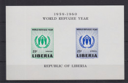 Liberia Block 15 Mit 548-549 Postfrisch Weltflüchtlingsjahr, MNH #GE162 - Liberia