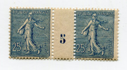 FRANCE N°132 ** TYPE SEMEUSE LIGNEE EN PAIRE AVEC MILLESIME 5 ( 1905 ) - Millésime