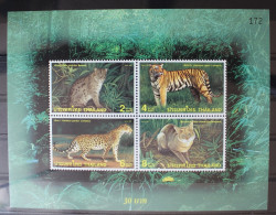 Thailand Block 110 Mit 1848-1851 Postfrisch Wildkatzen Tiger #RJ487 - Thaïlande