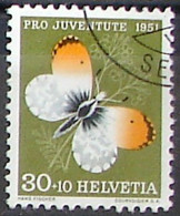 Schweiz Suisse Pro Juventute 1951: Aurora Zu WI 141 Mi 564 Yv 515 Mit Eck-Stempel ZÜRICH SEIDENGASSE (Zu CHF 15.00) - Schmetterlinge