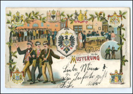 U6526/ Gruß Von Der Musterung Litho AK 1901 Militär - Autres & Non Classés