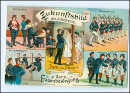 U5549/ Zukunfts-Bild Der Infanterie Frauen-Bewegung Litho AK Ca.1912 - Autres & Non Classés