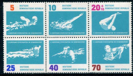 DDR / E. GERMANY 1962 European Swimmimg Championships In Block MNH / **.  Michel  907-12 - Nuovi