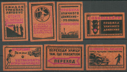 RUSSIA USSR 1959 Matchbox Labels 7v - FOLLOW THE STREET MOVEMENT - Boites D'allumettes - Etiquettes