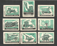 RUSSIA USSR 1963 Matchbox Labels 9v - Agricultural Machinery - Boites D'allumettes - Etiquettes