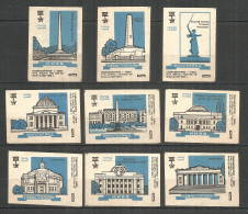 RUSSIA USSR 1966 Matchbox Labels 9v - Hero Cities - Luciferdozen - Etiketten